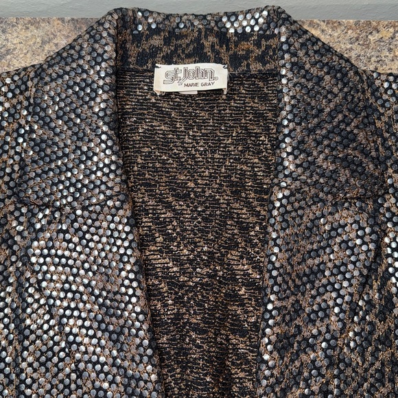 Vintage St. John by Marie Gray Glamorous Metallic Knit Blazer Made in USA Sz 10 - Picture 2 of 16